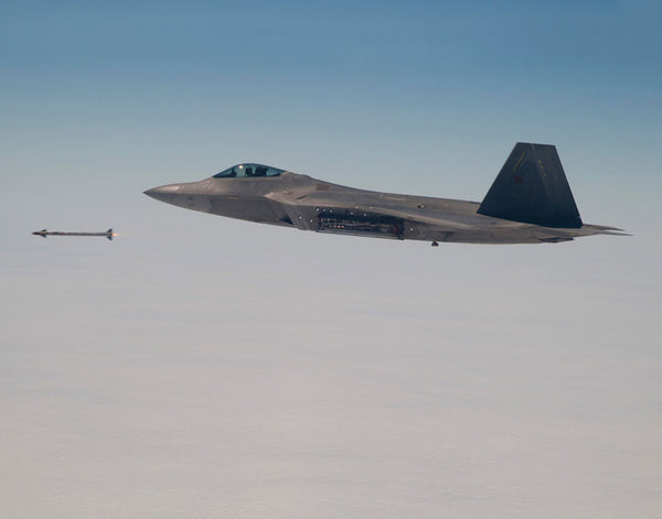 The first AIM-9X Sidewinder air-to-air missile launch from an F-22 Raptor traveling at supersonic speeds was carried out on July 30, 2012, over the Sea Test Range at Point Mugu, California.