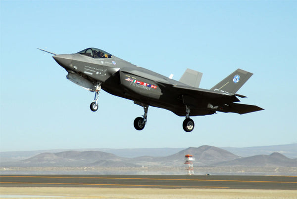 The F-35B Lightning II is a short take-off and vertical-landing variant of this supersonic fighter aircraft.