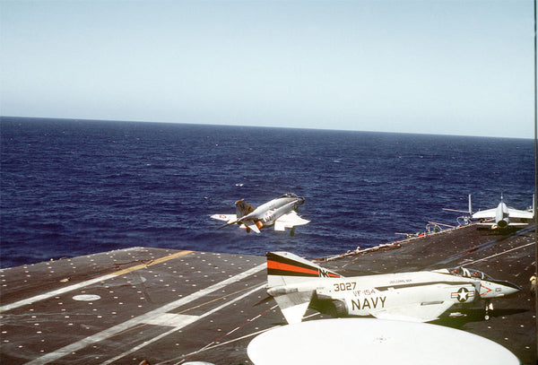 The F-4N Phantom II launching from the aircraft carrier USS Coral Sea in May 1981.