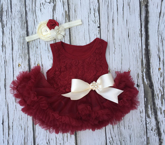 burgundy infant dress