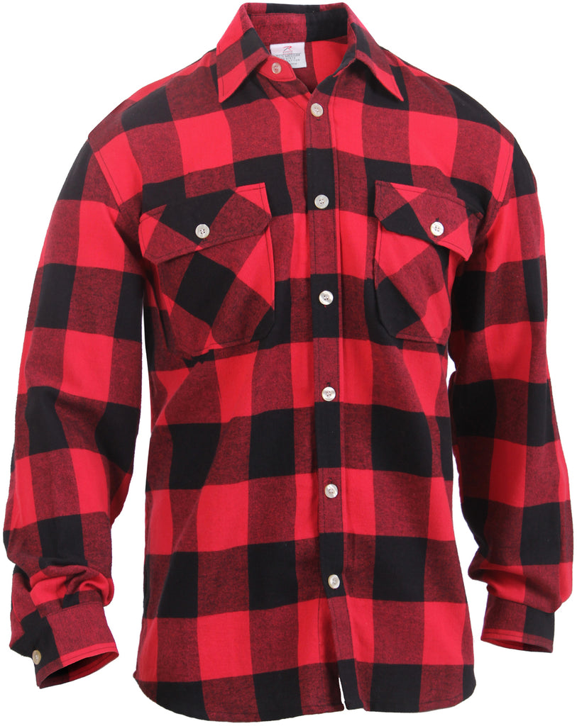 Red - Buffalo Plaid Lightweight Brawny Flannel Shirt - Army Navy Store