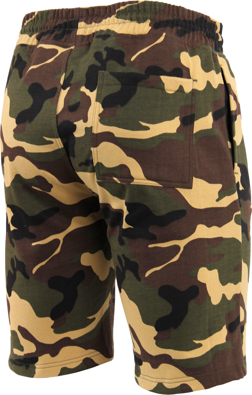 Woodland Camo - Camo And Solid Color Sweatshorts - Galaxy Army Navy