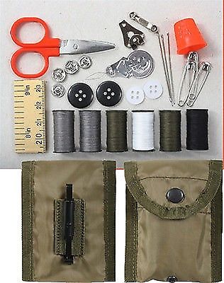 Emergency Military Repair Sewing Kit with Case & Belt Keeper