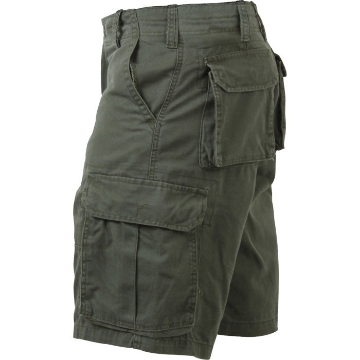 Olive Drab - Military Vintage Paratrooper Cargo Shorts - Galaxy Army Navy