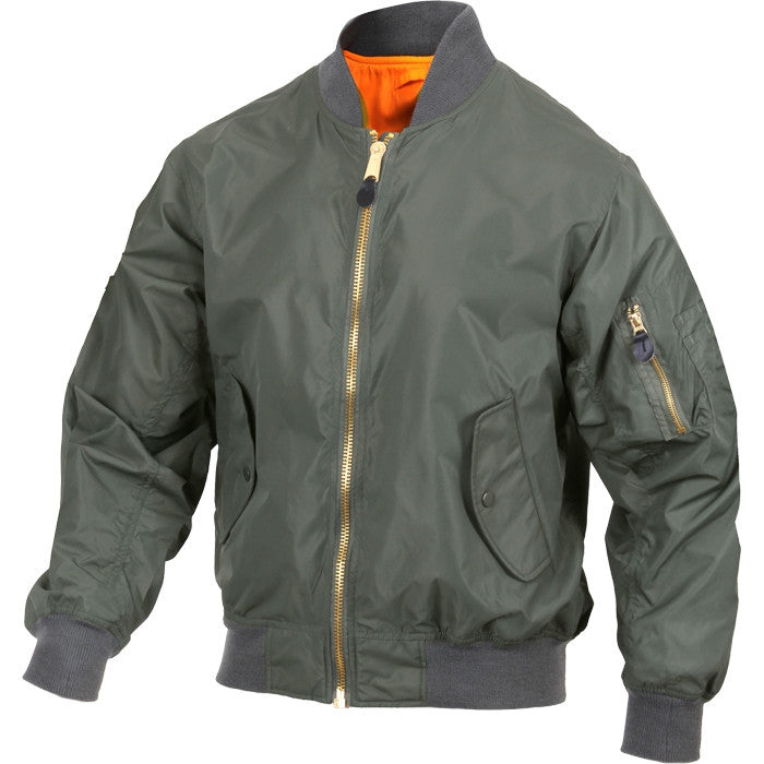 Sage Green - Lightweight Air Force MA-1 Bomber Flight Jacket - Army ...