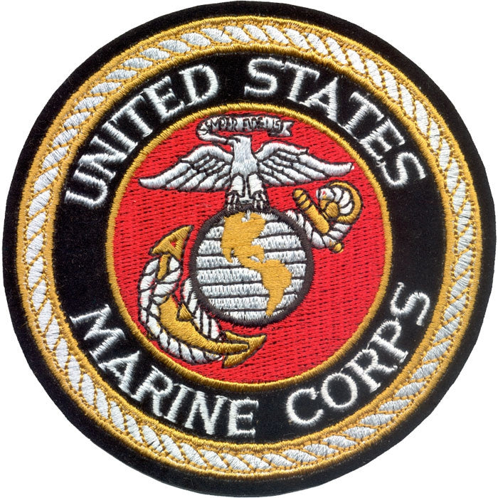 Deluxe US MARINE CORPS Sew On Patch with USMC Emblem 4 in. - Army Navy