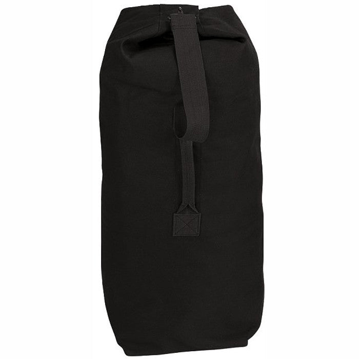 Black - Military Top Load Duffle Bag with Shoulder Strap 21 in. x 36 in. - Cotton Canvas - Army ...