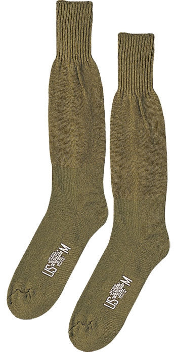 Olive Drab - Military GI Style Cushion Sole Socks Pair - USA Made ...