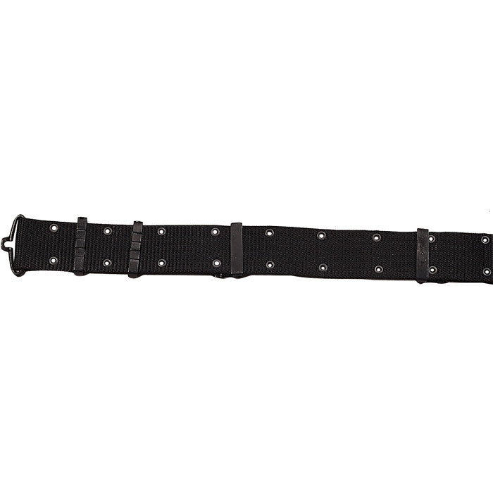 Black - Army Style Pistol Belt with Metal Buckle - Nylon - Galaxy Army Navy