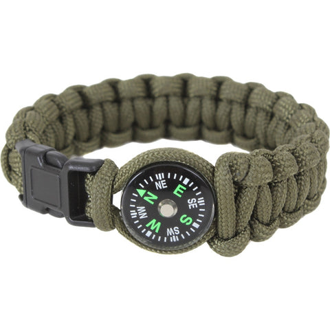 Olive Drab Black - Cobra Weave Compass Paracord Bracelet - Galaxy Army Navy