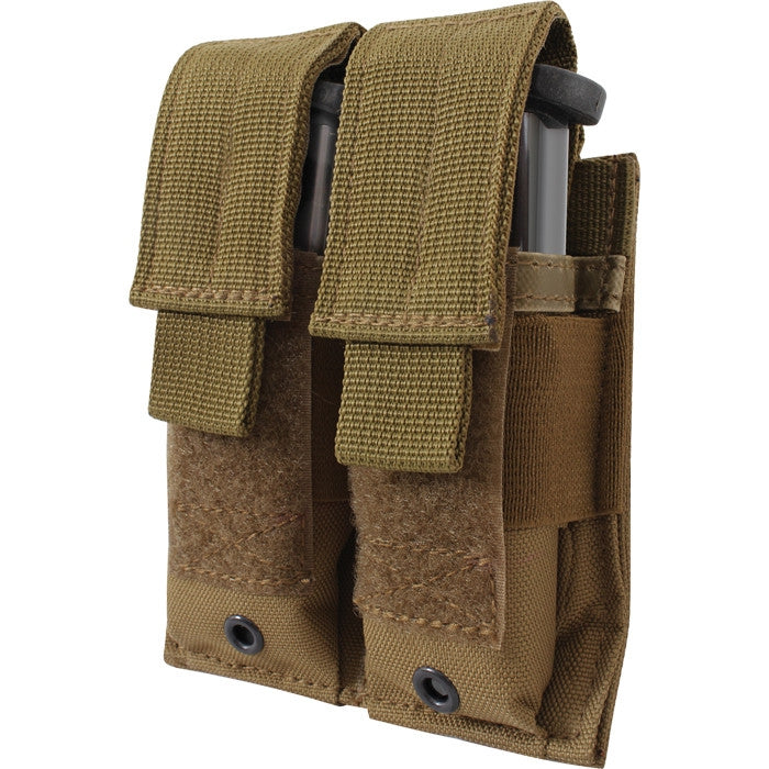 Coyote Brown Tactical MOLLE Double 9MM Pistol Mag Pouch Army Navy Store