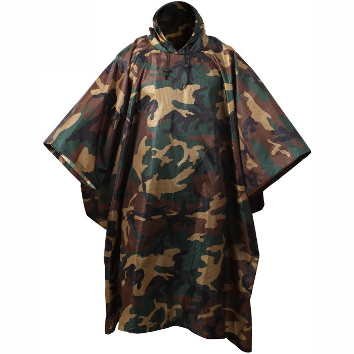 Woodland Camouflage - GI Enhanced Military Style Poncho - Polyester ...