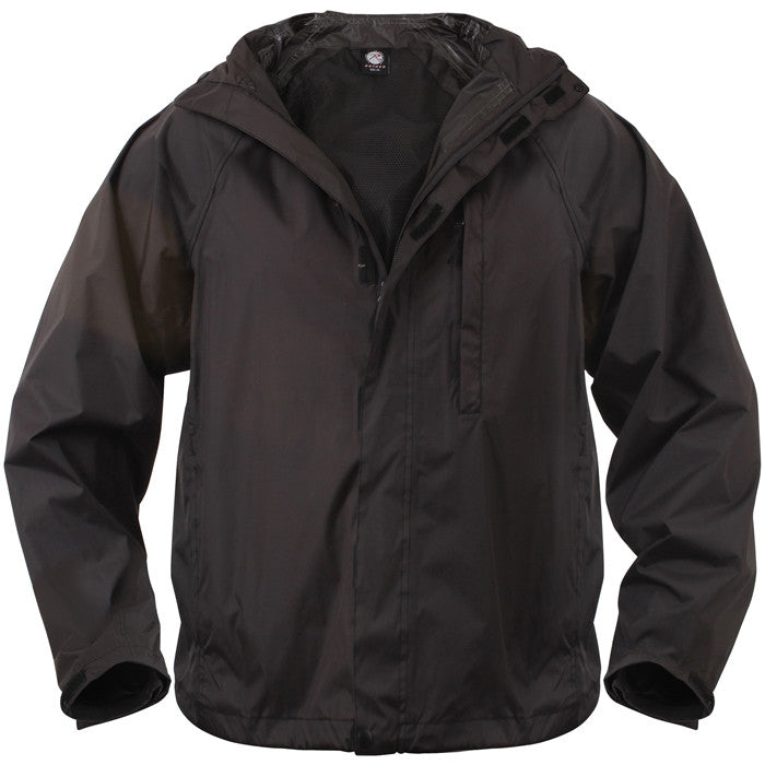 Black - Military Waterproof Stow 'N Go Rain Jacket - Army Navy Store
