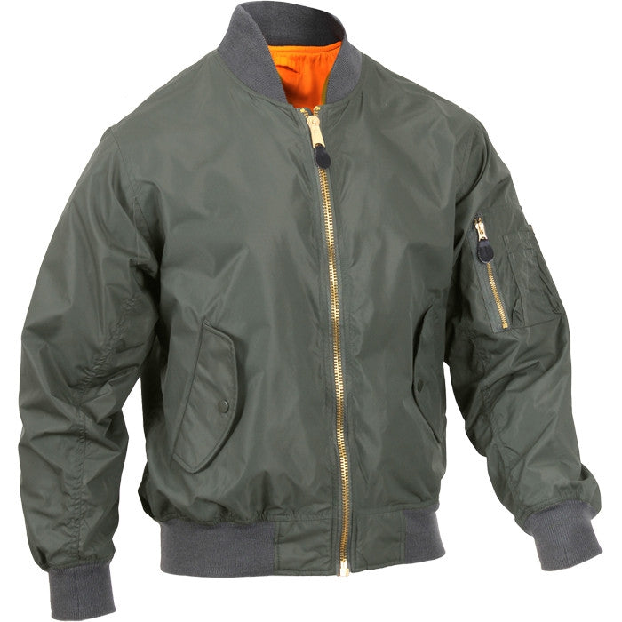 Sage Green - Lightweight Air Force MA-1 Bomber Flight Jacket - Army ...