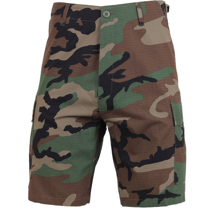 Woodland Camouflage - Military Cargo BDU Shorts - Cotton Ripstop - Army ...