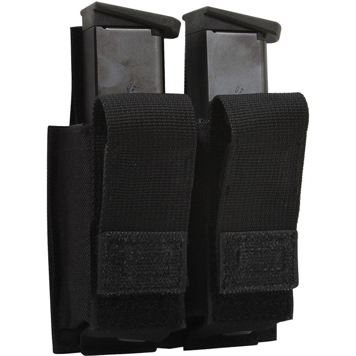 Black - Tactical MOLLE Double 9MM Pistol Mag Pouch & Inserts - Army ...