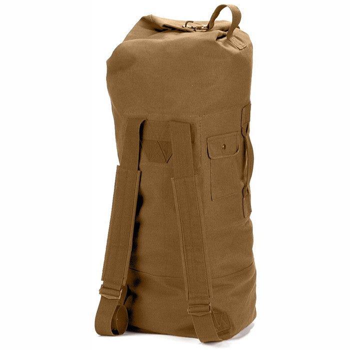 Coyote Brown - Military GI Style Double Strap Duffle Bag 22 in. x 38 in. - Cotton Canvas - Army ...