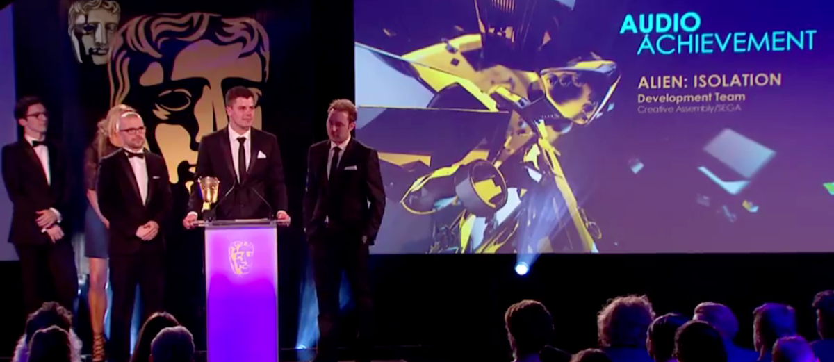 Creative Assembly picks up the Audio Achievement BAFTA for Alien: Isolation in 2015