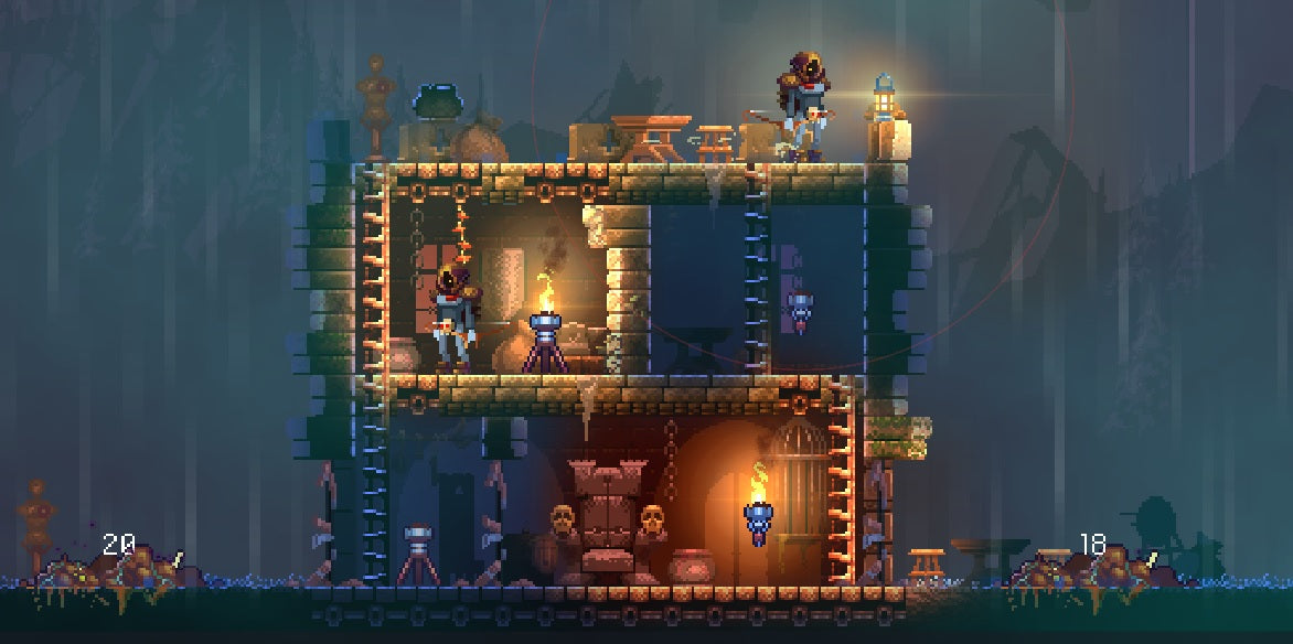 A screenshot of the 2014 version Dead Cells, when it was a multiplayer tower defence game.