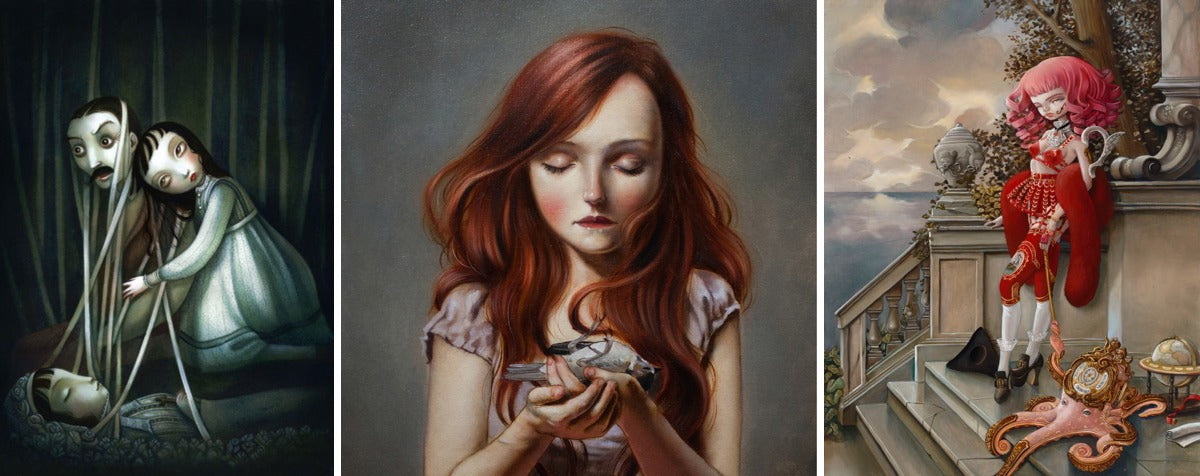 (Left) “Morelia” by Benjamin Lacombe; (centre) “Dead Bird” by Ania Tomicka; (right) “Princes of None” series by Kukula.