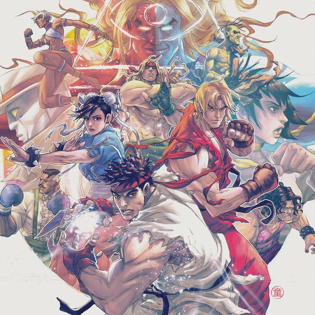Andie Tong’s front cover for the Street Fighter III: The Collection quadruple LP vinyl.