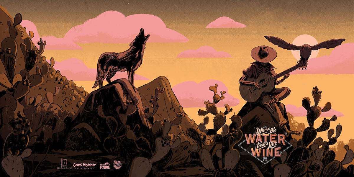 Kellan Jett’s illustration for the back (left) and front (right) cover of the double vinyl