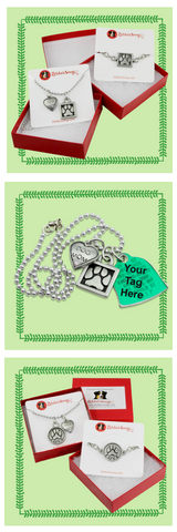 paw print jewelry sets with dog tag