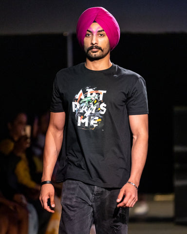 Paint Smears Tee, Black worn by Tejinder