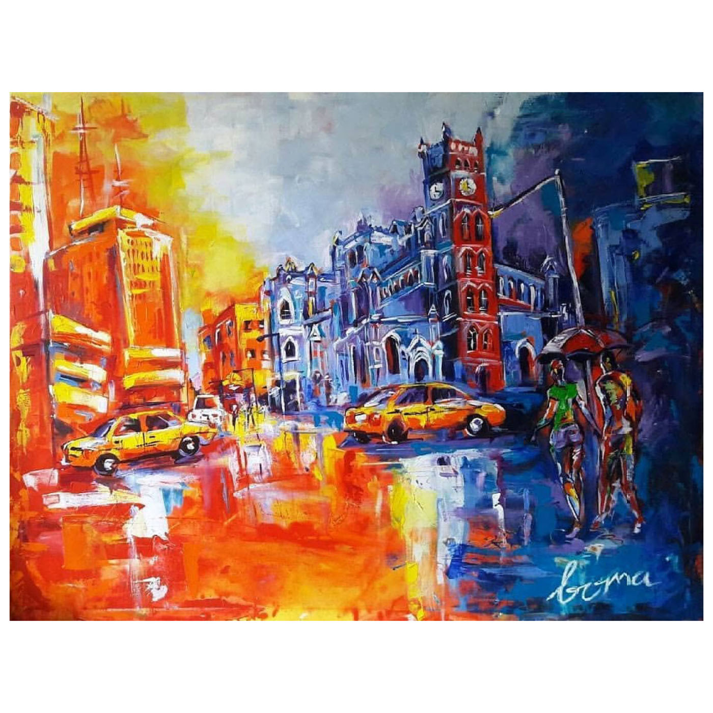 Boma Nnaji painting of a street scene