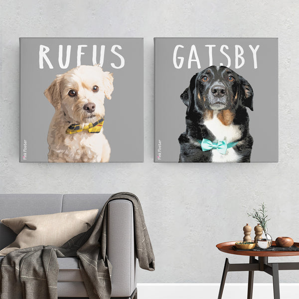 Custom dog art printed on canvases