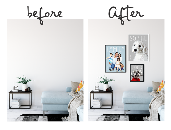 Before and After wall gallery from Pink Poster