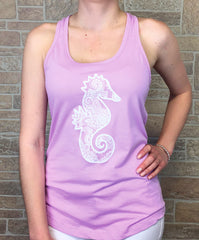 Women s Lilac Racerback Tank  Top  with Henna  Print