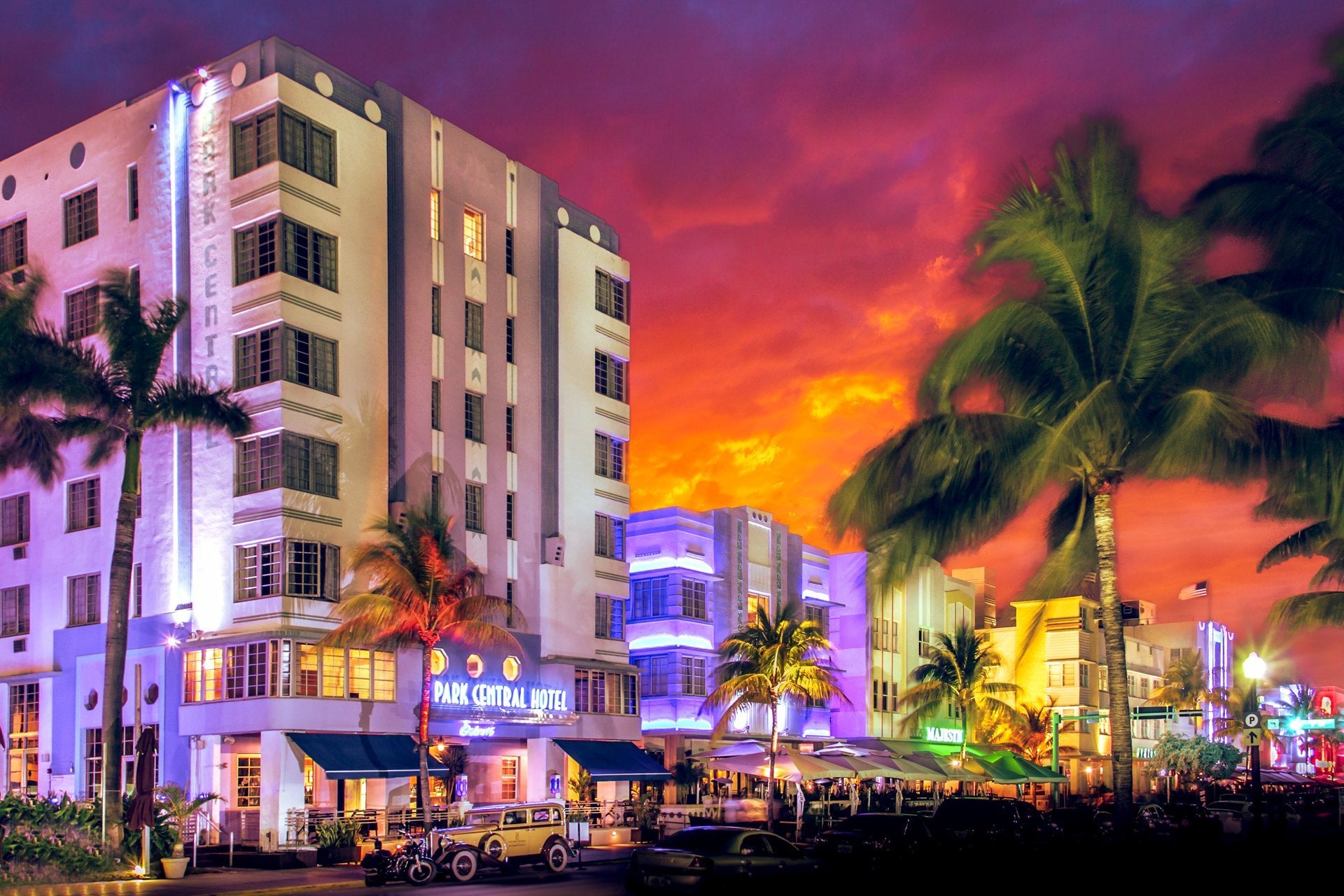 South Beach Miami in Fiery Light at Night iDesign Gallery