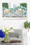 Bicycle with Flower Baskets, White Picket Fence, Daisies, Lillies