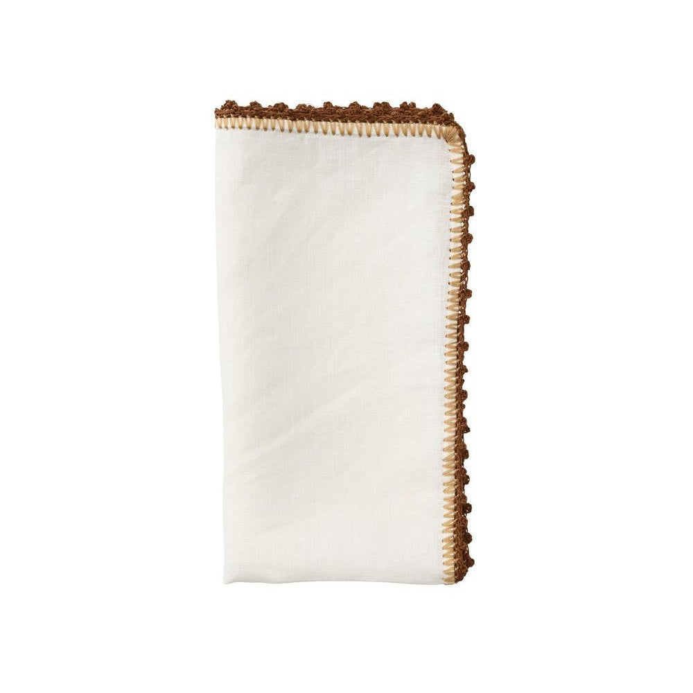 Knotted Edge Napkin in White, Natural & Brown, Set of 4