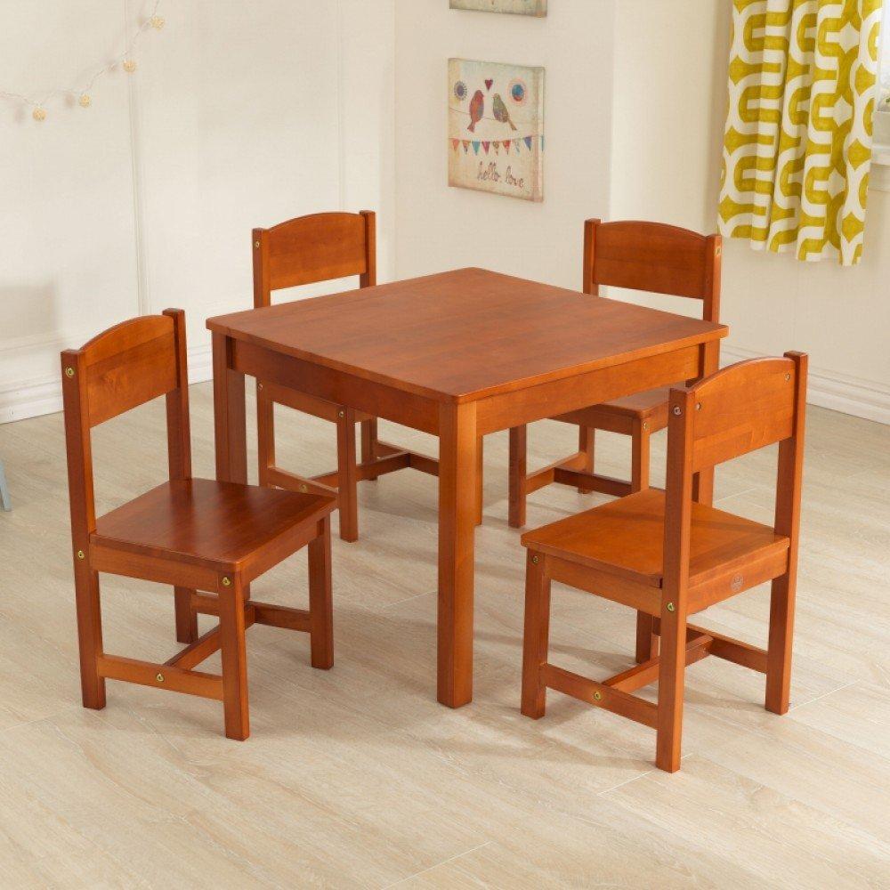 Kidkraft 21451 Farmhouse Table & 4 Chair Set - Pecan