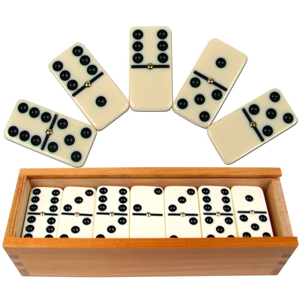 185880 Premium Set Of 28 Double Six Dominoes W Wood Case