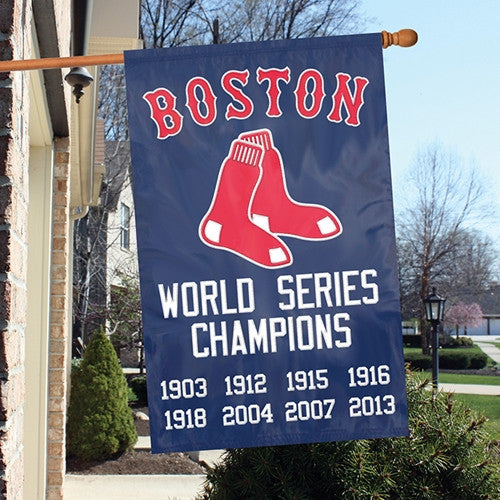The Party Animal, Inc. Afbosc Boston Red Sox Appliqué Banner Flag 7 Time World Champions