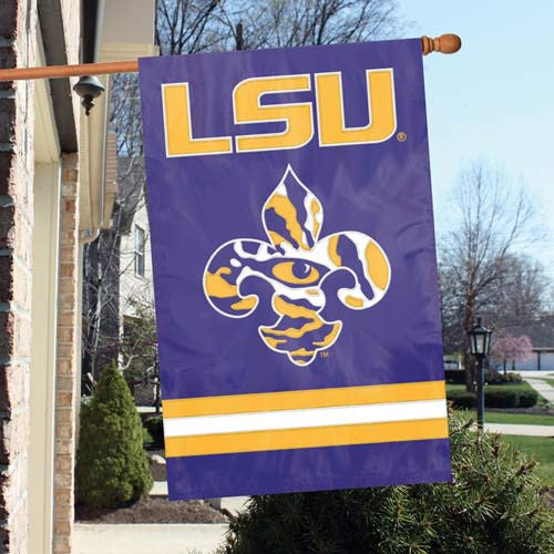 The Party Animal, Inc. Aflsu2 Lsu Tigers Appliqué Banner Flag Fleur De Lis Tiger Eye Design