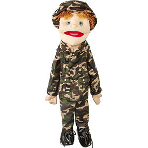 28 Army Boy Puppet w Blue Eyes