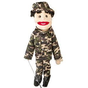 28" Army Boy Puppet W/ Brown Eyes