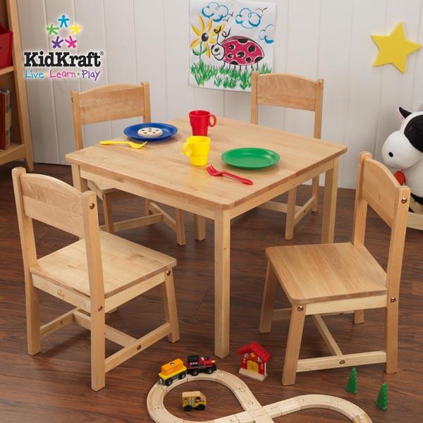 Kidkraft Farmhouse Table With Four Chairs In Natural - Default
