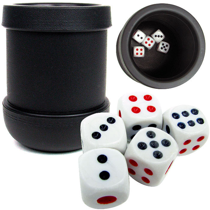 Trademark Games 1536120 Black Heavy Duty Dice Cup With 5 Dice