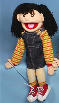 28 Rainbow Girl Puppet w Overalls