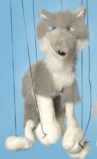 16" Grey Wolf Marionette Small