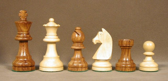 Sheesham And Boxwood German Knight Chess Pieces Single Weighted And Felted, 3 3/4" King
