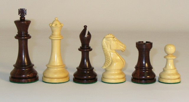 Rosewood And Boxwood Chess Pieces Double Weighted And Felted, 4" King