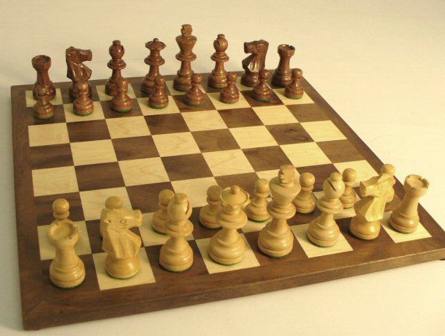 Sheesham French Knight Walnut Chess Pieces With 12" Maple Veneer Chess Board