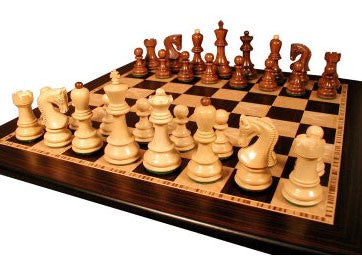 Old Russian Sheesham Chess Set Maple Board