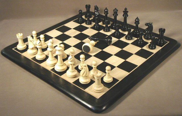 Ebony & Maple Chess Board, Meghdoot Ebony Chess Pieces 4" King